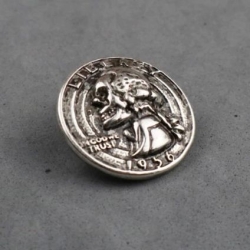 Prezydent Washyngton concho 30mm na śrubkę stare srebro (id: 2161)