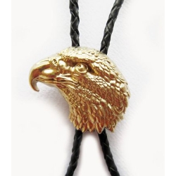 Złota głowa orła 3D krawat bolo western (id: 2523)
