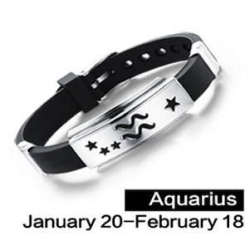 Wodnik Aquarius zodiak bransoletka ze stali chirurgicznej 316L z kauczukiem