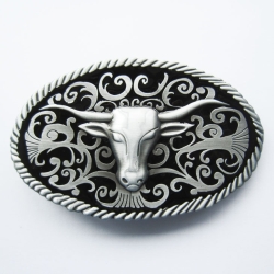 Bawół Longhorn klamra westernz czarnym tłem (id: 2420)