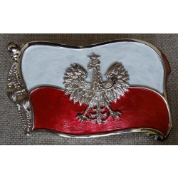 Flaga Polska z orłem malowana klamra do paska (id: 1755)