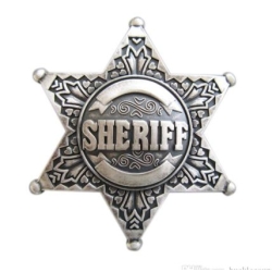 Sheriff western gwiazda szeryfa USA klamra stare srebro (id: 3183)