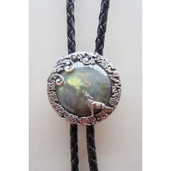 Bolo posrebrzane Wilk z Labradorytem w stylu western (id: 2513)