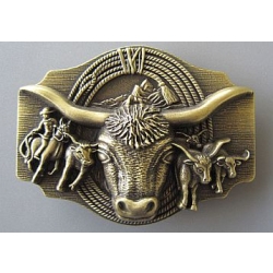 Bawół Longhorn lasso rodeo klamra brązowa western (id: 2424)