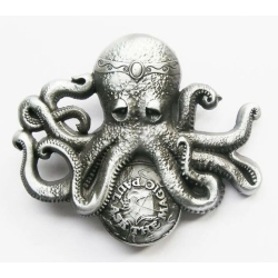 Ośmiornica oktopus klamra 3D stare srebro (id: 3114)