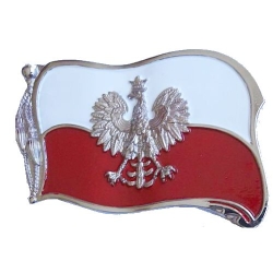 POLSKA flaga z orłem na śruby malowana ozdoba np na kufer sakwy (id: 716)