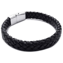 BRANSOLETKA 18,5cm ze skóry z zapięciem magnetycznym ze stali 316L (id: 92)