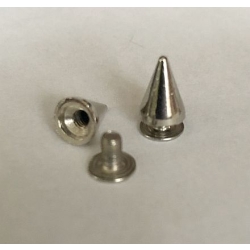 Kolce 9,5mm ćwieki na śrubkę o długości 5mm nikiel połysk 5szt (id: 1004)