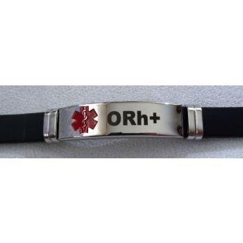 0 Rh+ bransoletka ze stali chirurgicznej 316L z kauczukiem (id: 670)