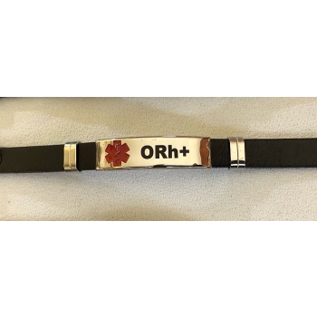 0 Rh+ bransoletka ze skóry naturalnej i stali chirurgicznej 316L (id: 666)