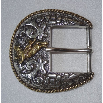 Klamra ozdobna western RODEO platerowana srebrem i złotem do paska 38mm (id: 1767)