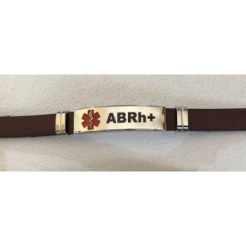 AB Rh+ bransoletka ze skóry naturalnej i stali chirurgicznej 316L (id: 680)