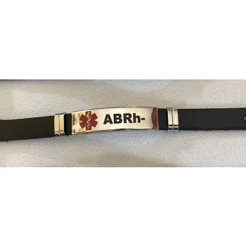 AB Rh- bransoletka ze skóry naturalnej i stali chirurgicznej 316L (id: 681)