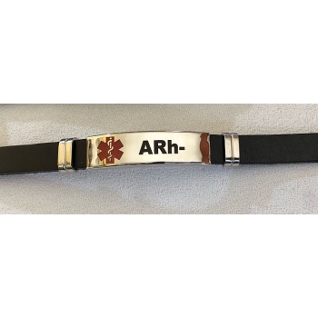 A Rh- bransoletka ze skóry naturalnej i stali chirurgicznej 316L (id: 678)