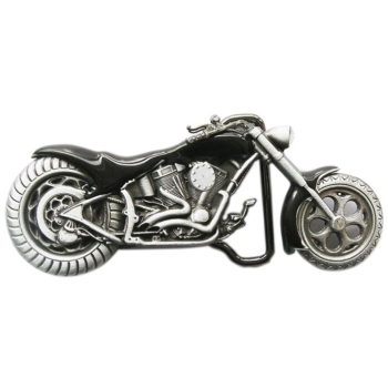Motocykl chopper bobber czarny z ruchomym przednim kołem klamra 3D (id. 2907)