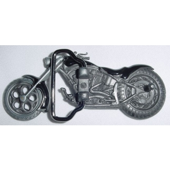 Motocykl chopper bobber czerwono czarny z ruchomym przednim kołem klamra 3D (id. 2909)