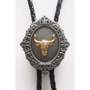 Byk longhorn złoty krawat bolo western (id: 2515)