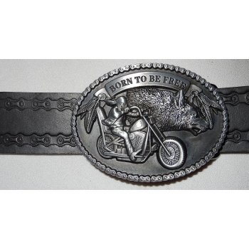 Born To Be Free chopper z wilkiem klamra stare srebro (id: 147)
