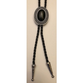 Bolo celt krawat western country AGAT czarny na plecionce ze skóry ekologicznej (id: 624)