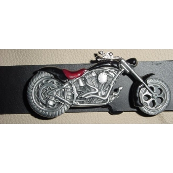 Motocykl chopper bobber czarno bordowy z ruchomym przednim kołem klamra 3D (id. 2910)