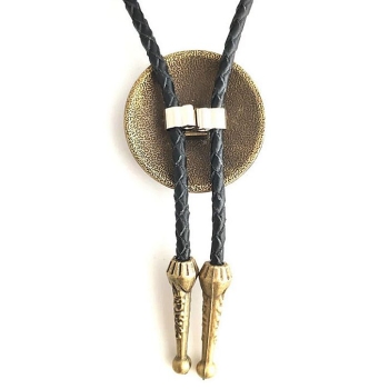 Concho 32mm wzór roślinny brązowy krawat bolo western (id: 1106)