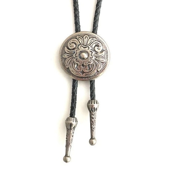 Concho 38mm wzór roślinny stare srebro krawat bolo western (id: 1107)