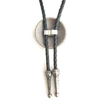 Concho 38mm wzór roślinny stare srebro krawat bolo western (id: 1107)