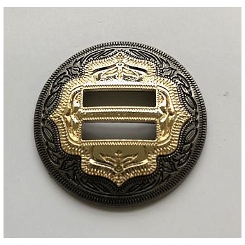 CONCHO OKRĄGŁE 32mm stare srebro ze złotymi dodatkami guzik (id: 3060)