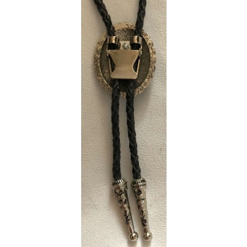 Bolo krawat western concho z turkusami na plecionce ze skóry naturalnej (id: 1495)