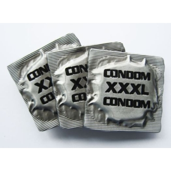 Condom XXXL klamra stare srebro z czarnym napisem (id: 156)
