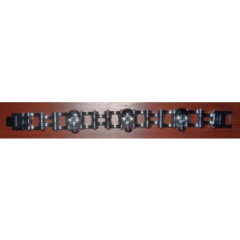 ŁAŃCUCH z CZASZKAMI wąska masywna bransoletka stal jubilerska 316L obwód 24,5cm (id: 73)
