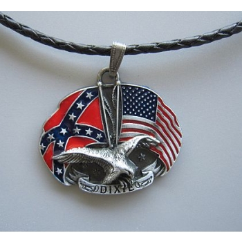 DIXIE rebel konfederat USA zawieszka z naszyjnikiem ze skóry naturalnej (id: 491)