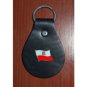 Flaga Polska brelok ze skóry naturalnej z kółkiem (id: 2210)