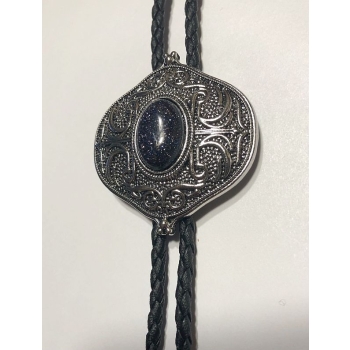 Blue Sunstone piaskowiec niebieski w ozdobnej oprawie plecionka skóra ekologiczna (id: 1529)