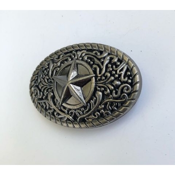 Gwiazda z ornamentem concho owalne stare srebro 45mm na śrubki (id: 3244)