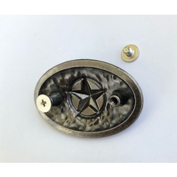 Gwiazda z ornamentem concho owalne stare srebro 45mm na śrubki (id: 3244)