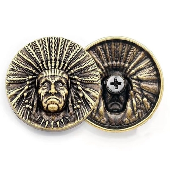 Indianin wódz okrągłe choncho na śrubkę brązowe 30mm (id: 3057)