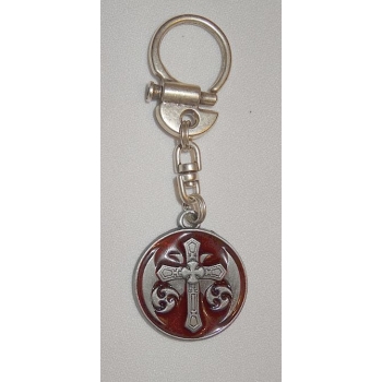 Krzyż celtycki steampunk na bordowym tle brelok do kluczy zawieszka (id: 2307)
