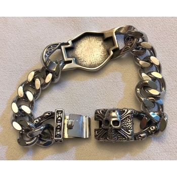 Motocyklowa bransoletka ze stali 316L obwód 22cm biker skull (id: 71)
