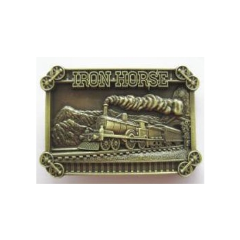 Iron Horse lokomotywa parowóz pociąg klamra  brązowa (id: 2744)