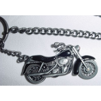 Motocykl 3D czarny zawieszka z łańcuchem do portfela, kluczy (id: 39)