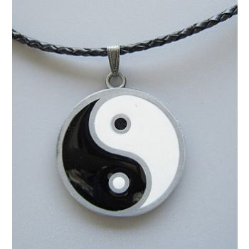 Yin Yang zawieszka z naszyjnikiem ze skóry naturalnej (id: 514)