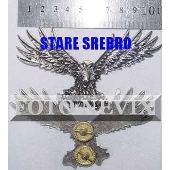 Emblemat ozdoba - Orzeł 2 na śruby stare srebro np. na kufer sakwy torbę itp (id:565)