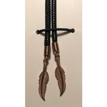 Labradoryt w mosiądzu krawat bolo rękodzieło plecionka skóra naturalna hand made (id: 1512)