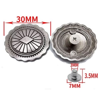 Concho ozdoba brązowa 30mm na śrubkę (id: 1193)