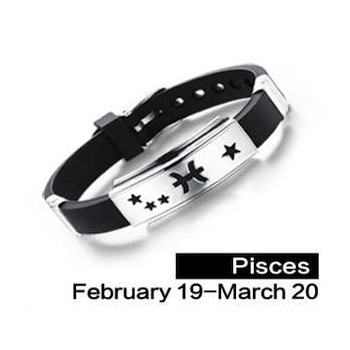 Ryby Pisces bransoletka ze stali chirurgicznej 316L z kauczukiem