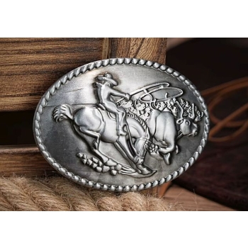 Klamra byk kowboj rodeo lasso stare srebro  (id: 1301)