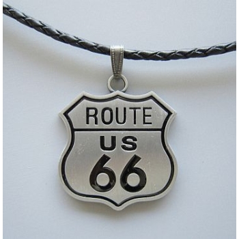 ROUTE 66 zawieszka z naszyjnikiem ze skóry naturalnej (id: 506)