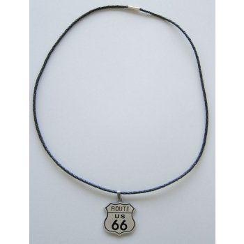 ROUTE 66 zawieszka z naszyjnikiem ze skóry naturalnej (id: 506)