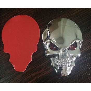 CZASZKA SKULL emblemat chrom połysk na taśmę  (id: 703)